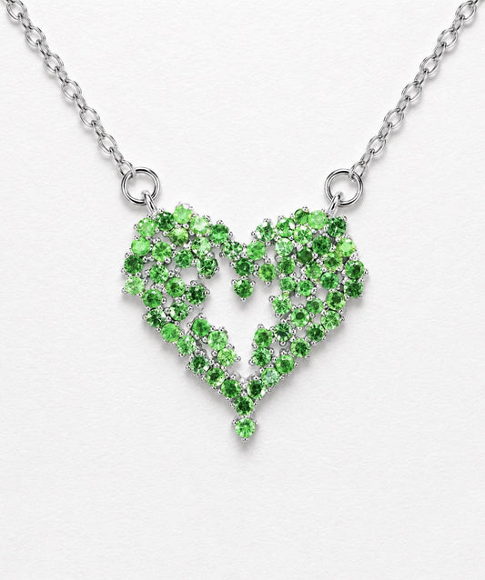 925 silver tsavorite heart necklace
