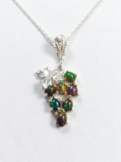 925 sterling silver grape black opal necklace, main product image