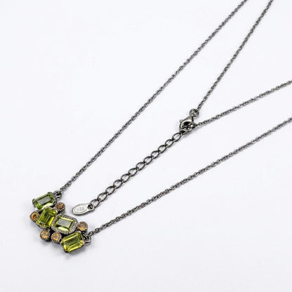 925 silver green peridot gemstone necklace, geometric handmade jewelry