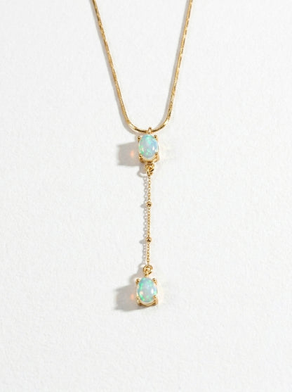 925 sterling silver lariat Y opal necklace, back clasp detail