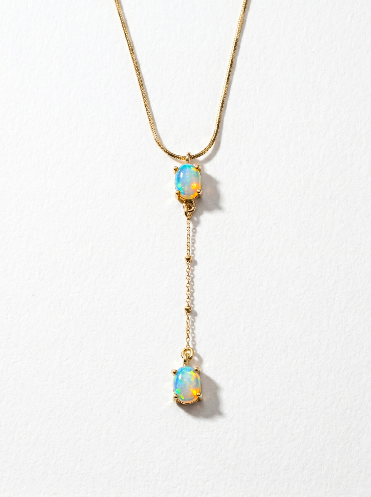 925 sterling silver lariat Y opal necklace, main product image