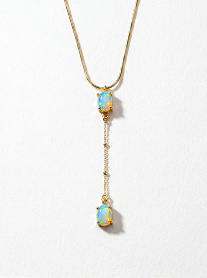 925 sterling silver lariat Y opal necklace, main product image