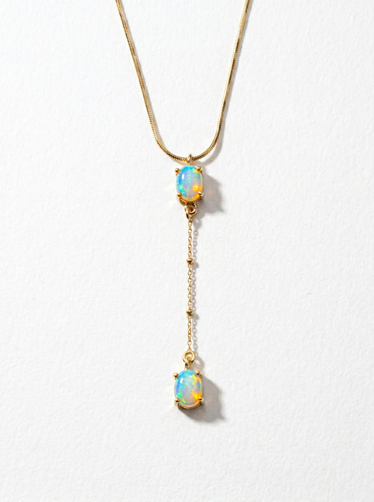 925 sterling silver lariat Y opal necklace, main product image