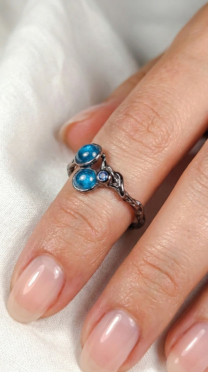 925 silver neon blue apatite dainty ring