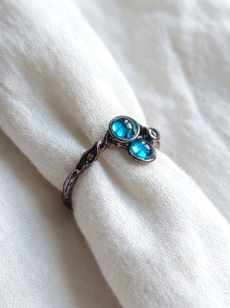 925 silver neon blue apatite dainty ring