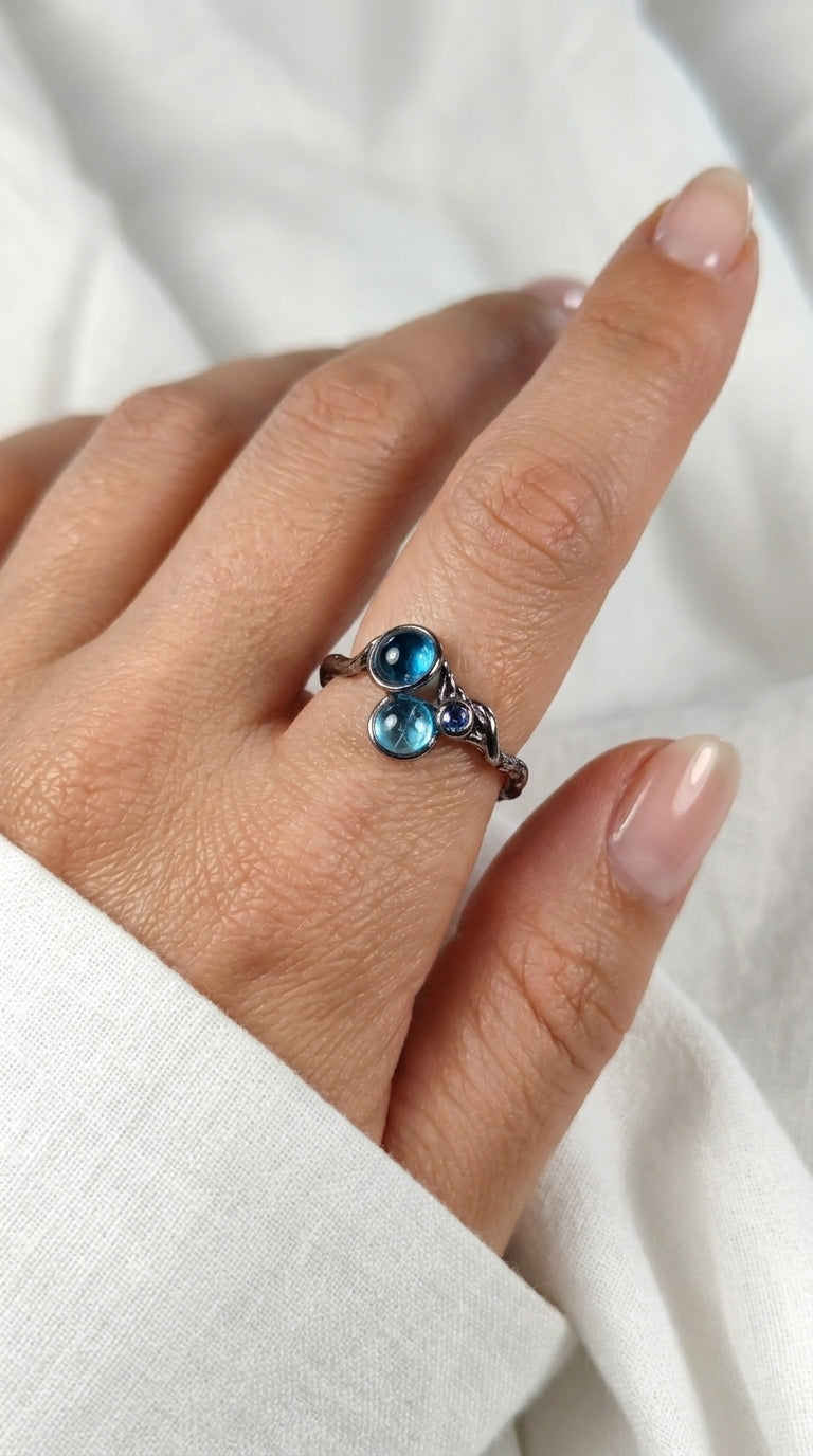 925 silver neon blue apatite dainty ring