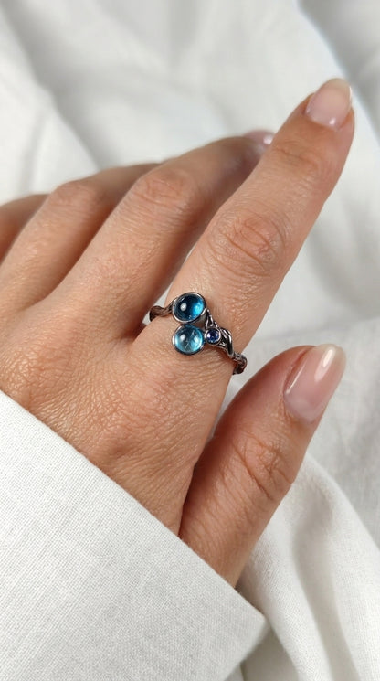 925 silver neon blue apatite dainty ring