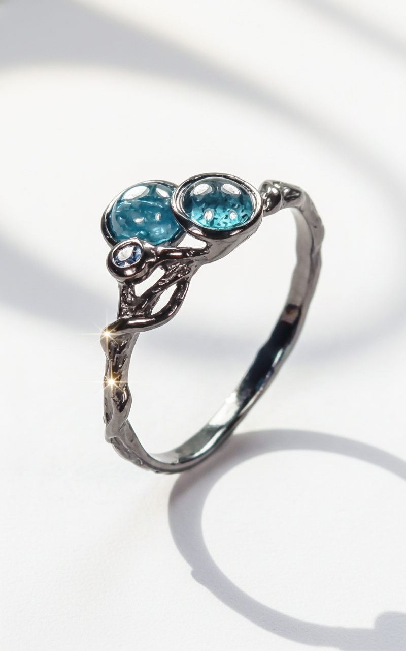 925 silver neon blue apatite dainty ring