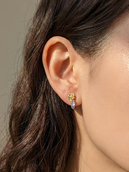 925 silver flower moonstone earrings