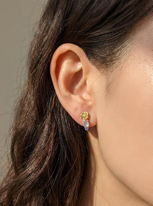 925 silver flower moonstone earrings