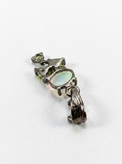 925 silver opal gemstone necklace