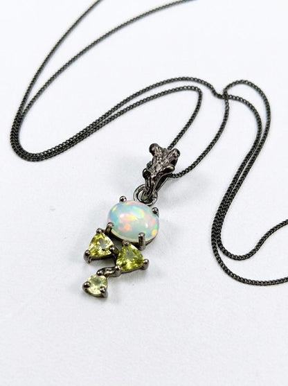 925 silver opal gemstone necklace