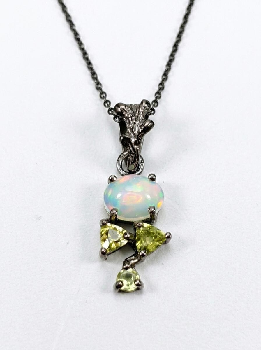 925 silver opal gemstone necklace