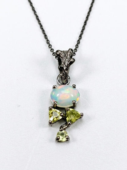 925 silver opal gemstone necklace