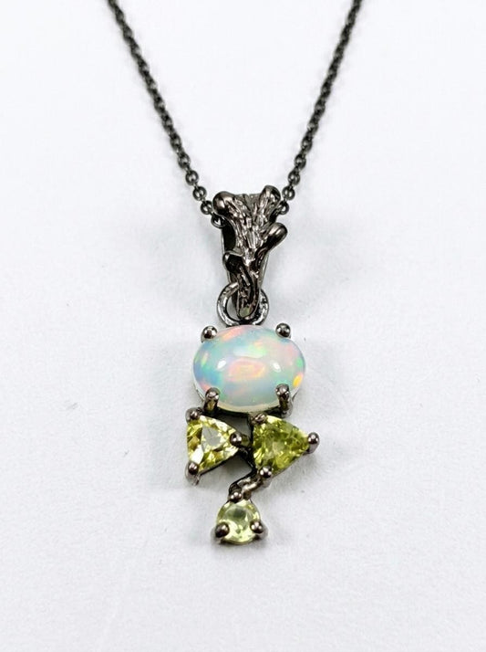 925 silver opal gemstone necklace