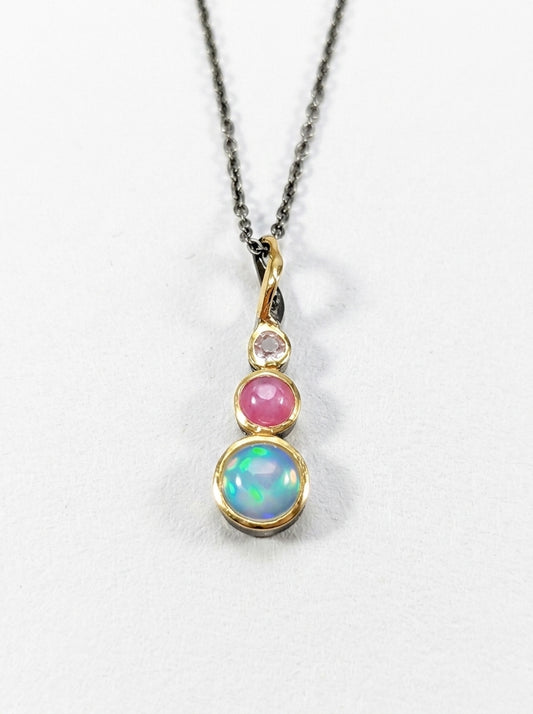 925 silver rainbow opal pendant