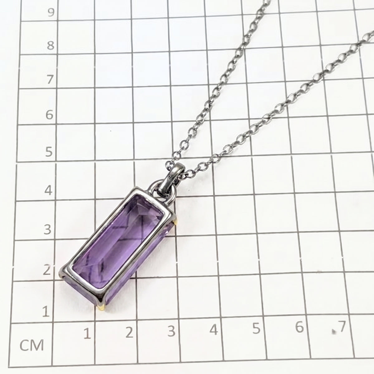 925 sterling silver statement amethyst necklace, pendant detail