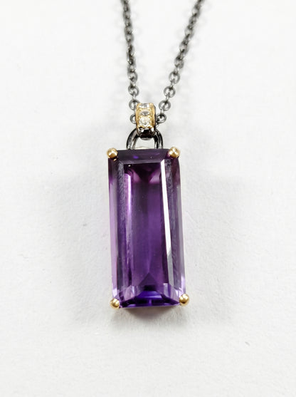 925 sterling silver statement amethyst necklace, back clasp detail