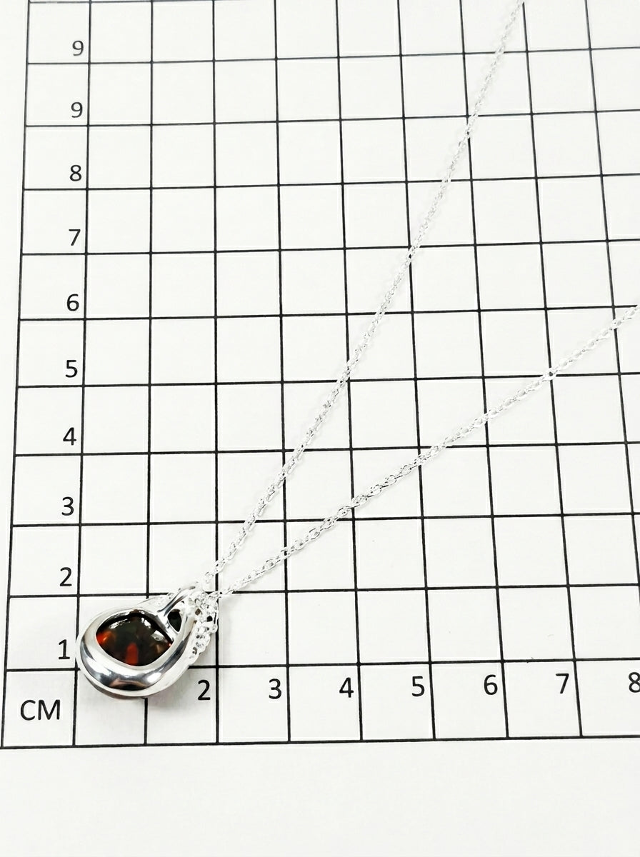 925 silver teardrop black opal necklace