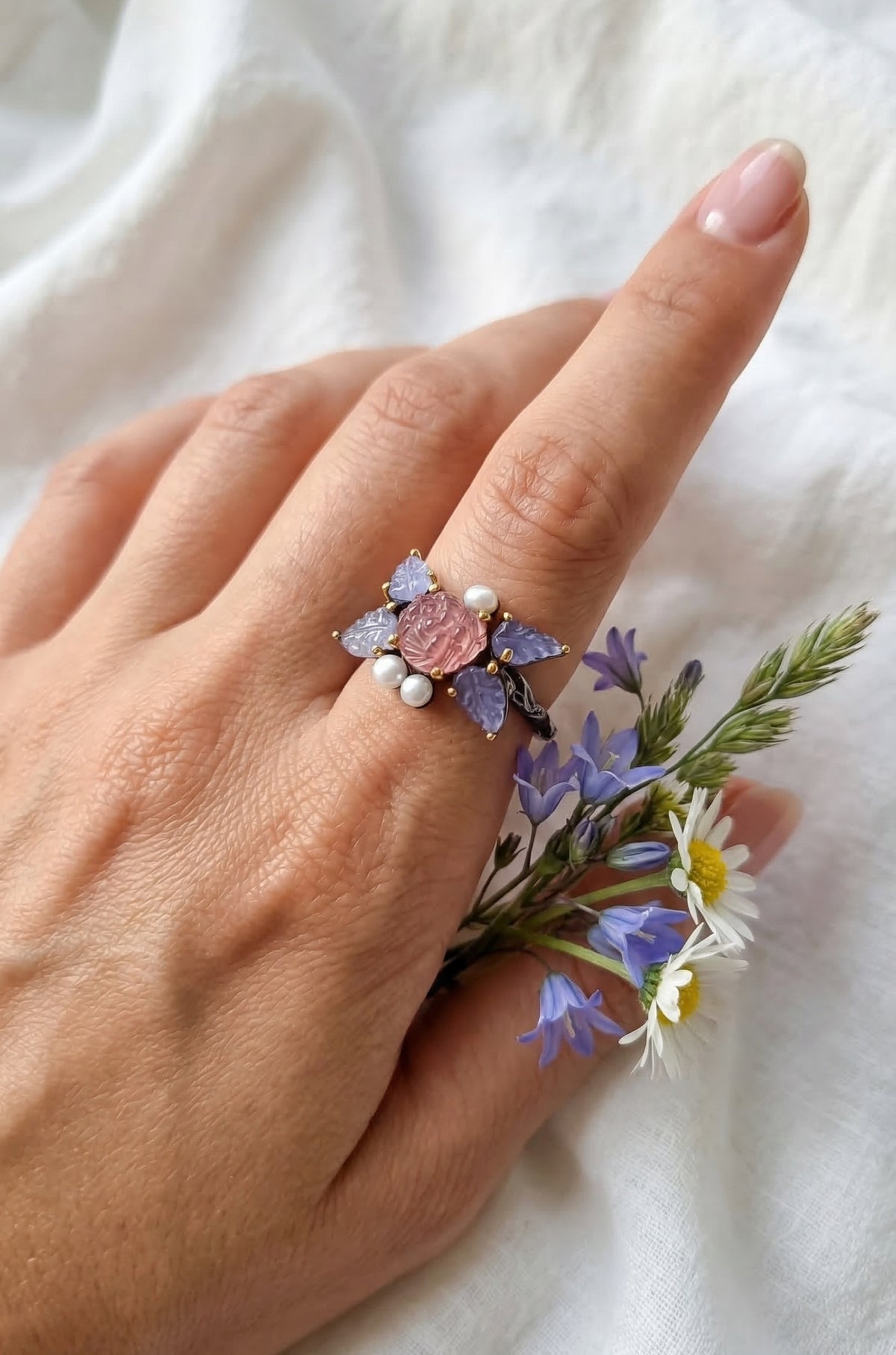 925 silver tourmaline tanzanite ring