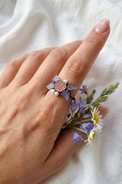 925 silver tourmaline tanzanite ring