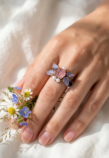 925 silver tourmaline tanzanite ring