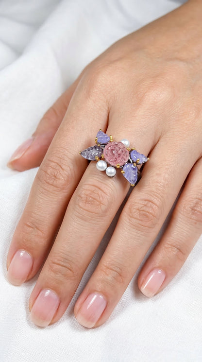 925 silver tourmaline tanzanite ring