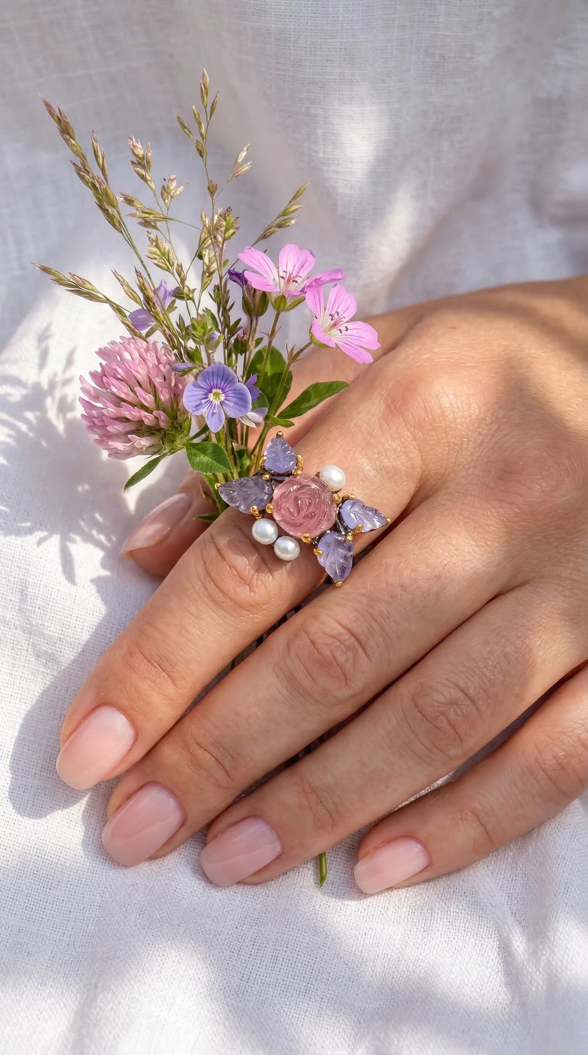 925 silver tourmaline tanzanite ring