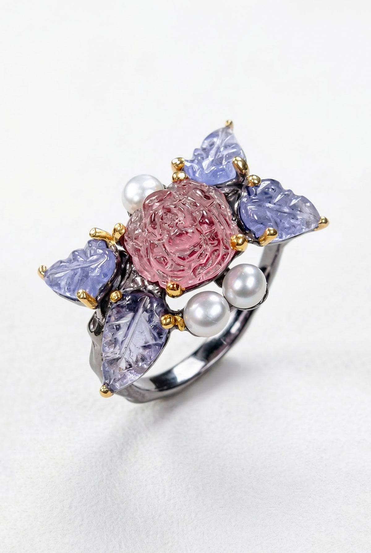 925 silver tourmaline tanzanite ring