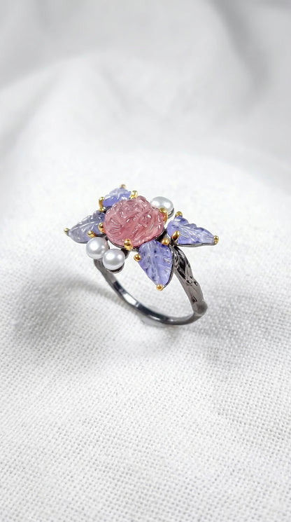 925 silver tourmaline tanzanite ring