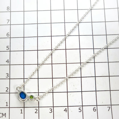 925 sterling silver two stone opal necklace, close-up detail