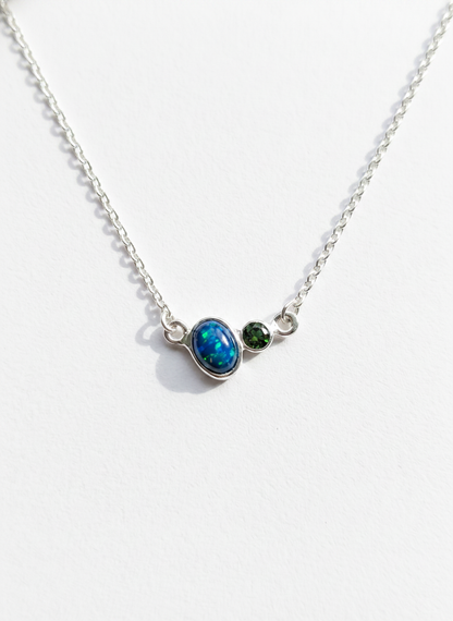 925 sterling silver two stone opal necklace, main product image