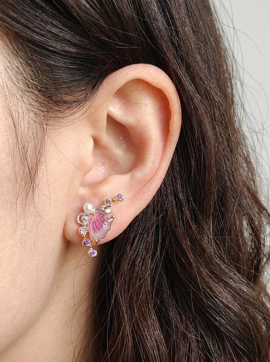 925 silver watermelon tourmaline earrings