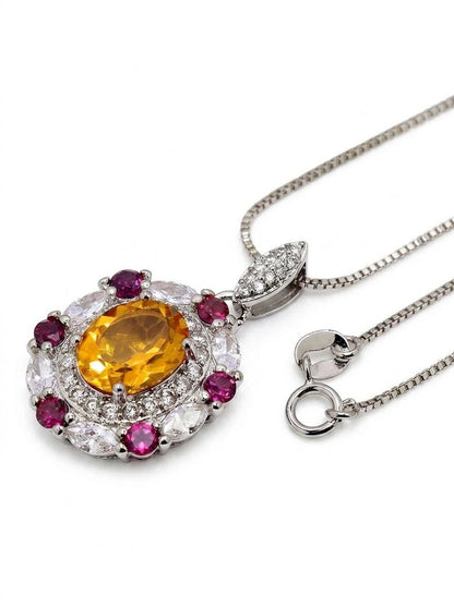 925 silver citrine medallion necklace