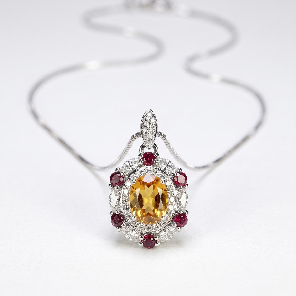925 silver citrine medallion necklace