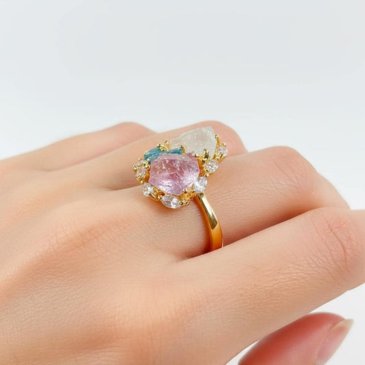 925 Sterling Silver Amethyst Aquamarine Ring, alternate angle