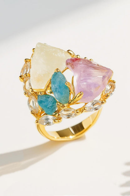 925 Sterling Silver Amethyst Aquamarine Ring, setting detail