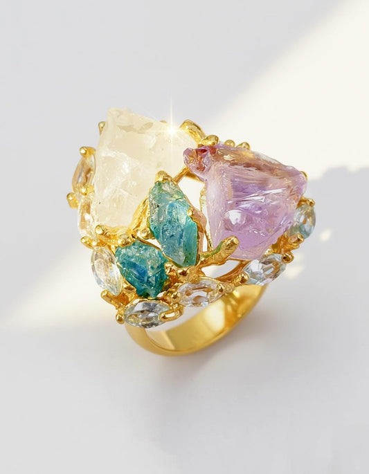 925 Sterling Silver Amethyst Aquamarine Ring, main product image