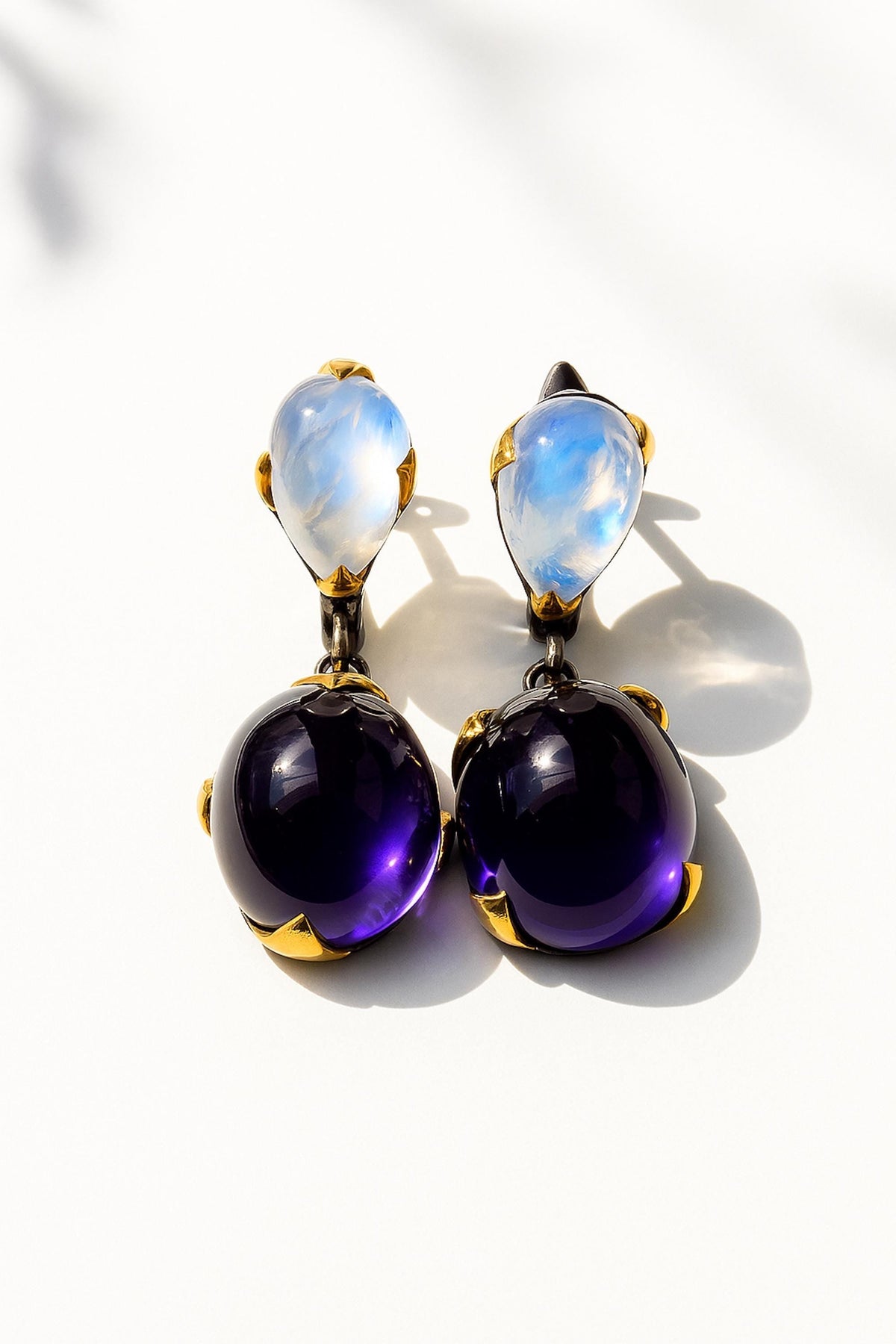 925 Sterling Silver Amethyst Moonstone Earrings, close-up detail, image 12