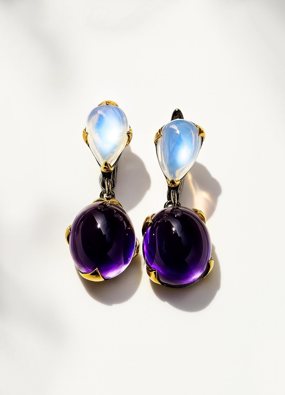 925 Sterling Silver Amethyst Moonstone Earrings, main product image