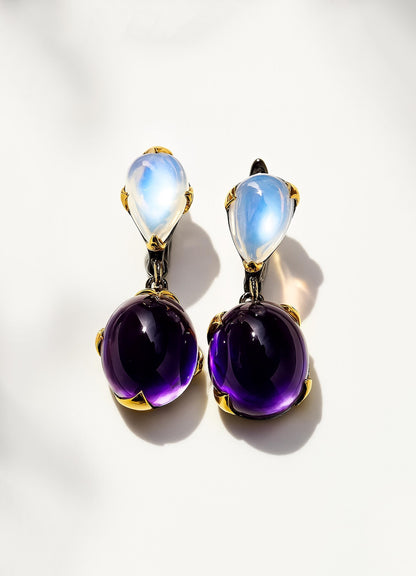 925 Sterling Silver Amethyst Moonstone Earrings, main product image