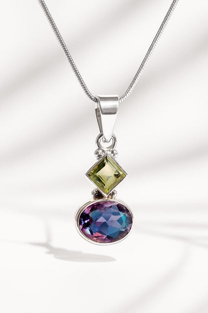 925 Sterling Silver Amethyst Peridot Necklace, main product image