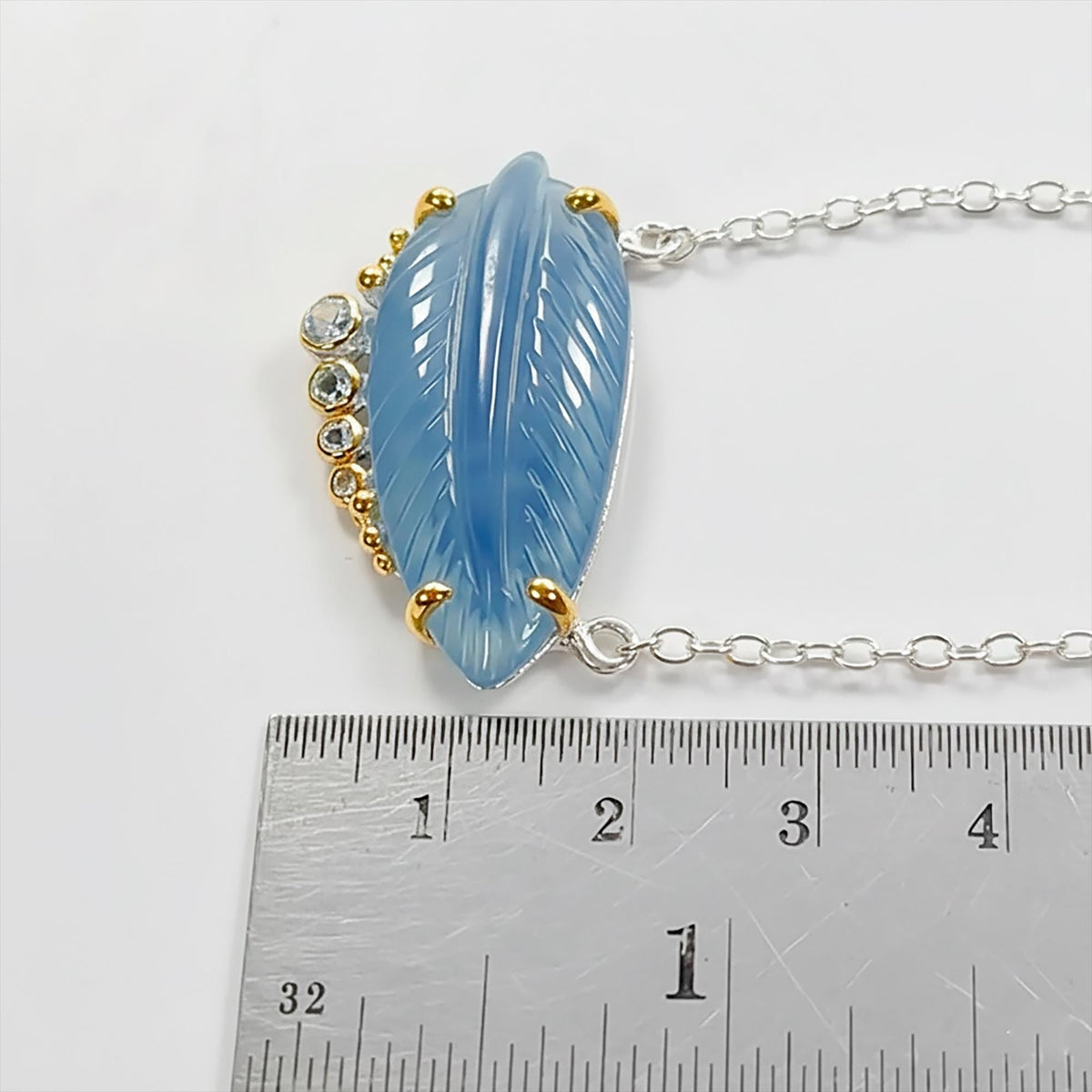 925 Sterling Silver Aquamarine Necklace, additional angle