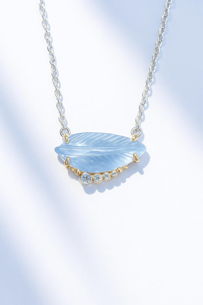 925 Sterling Silver Aquamarine Necklace, close-up detail