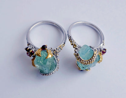 925 Sterling Silver Aquamarine Ring, close-up detail, image 12