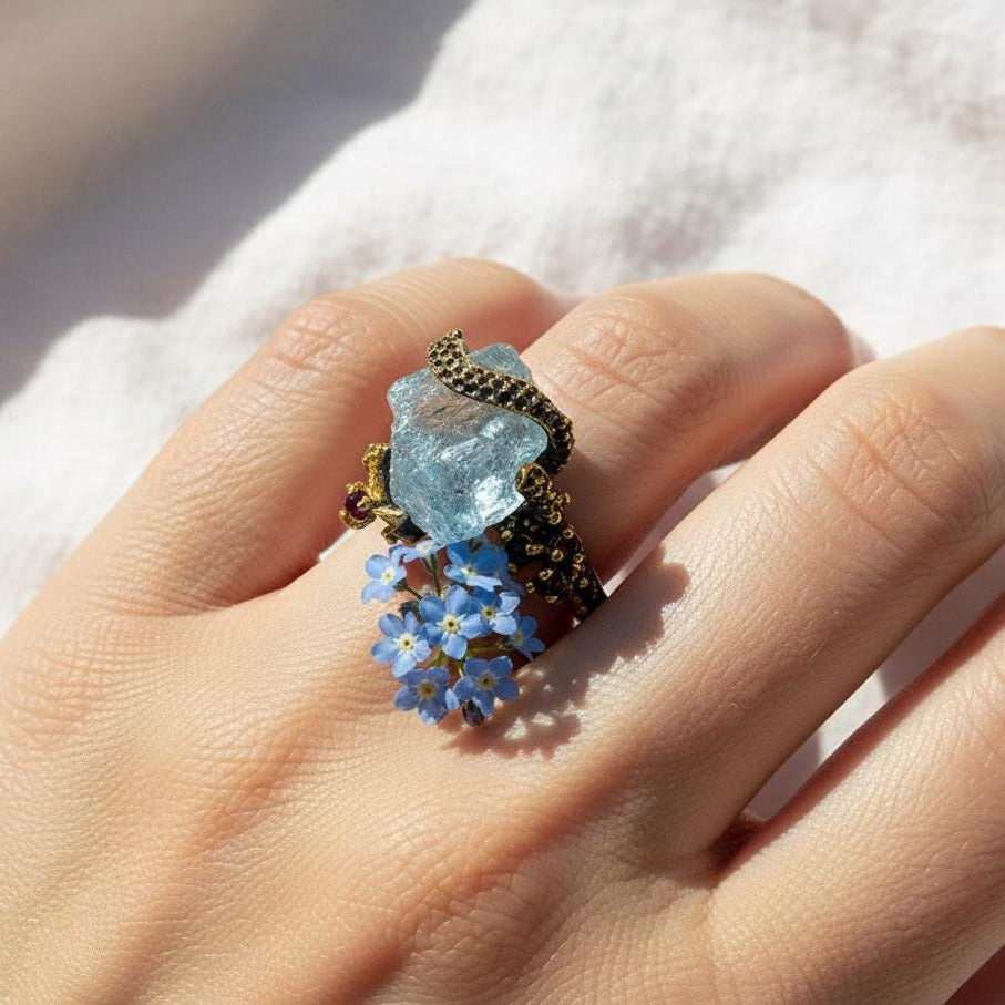 925 Sterling Silver Aquamarine Ring, additional angle