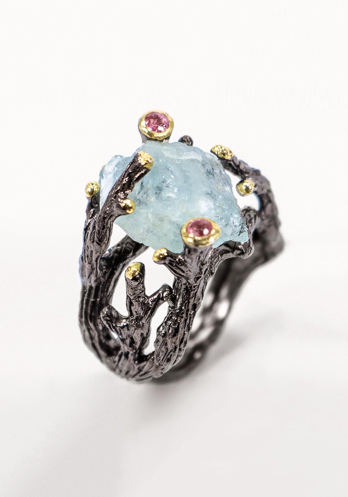 925 Sterling Silver Aquamarine Ring, setting detail