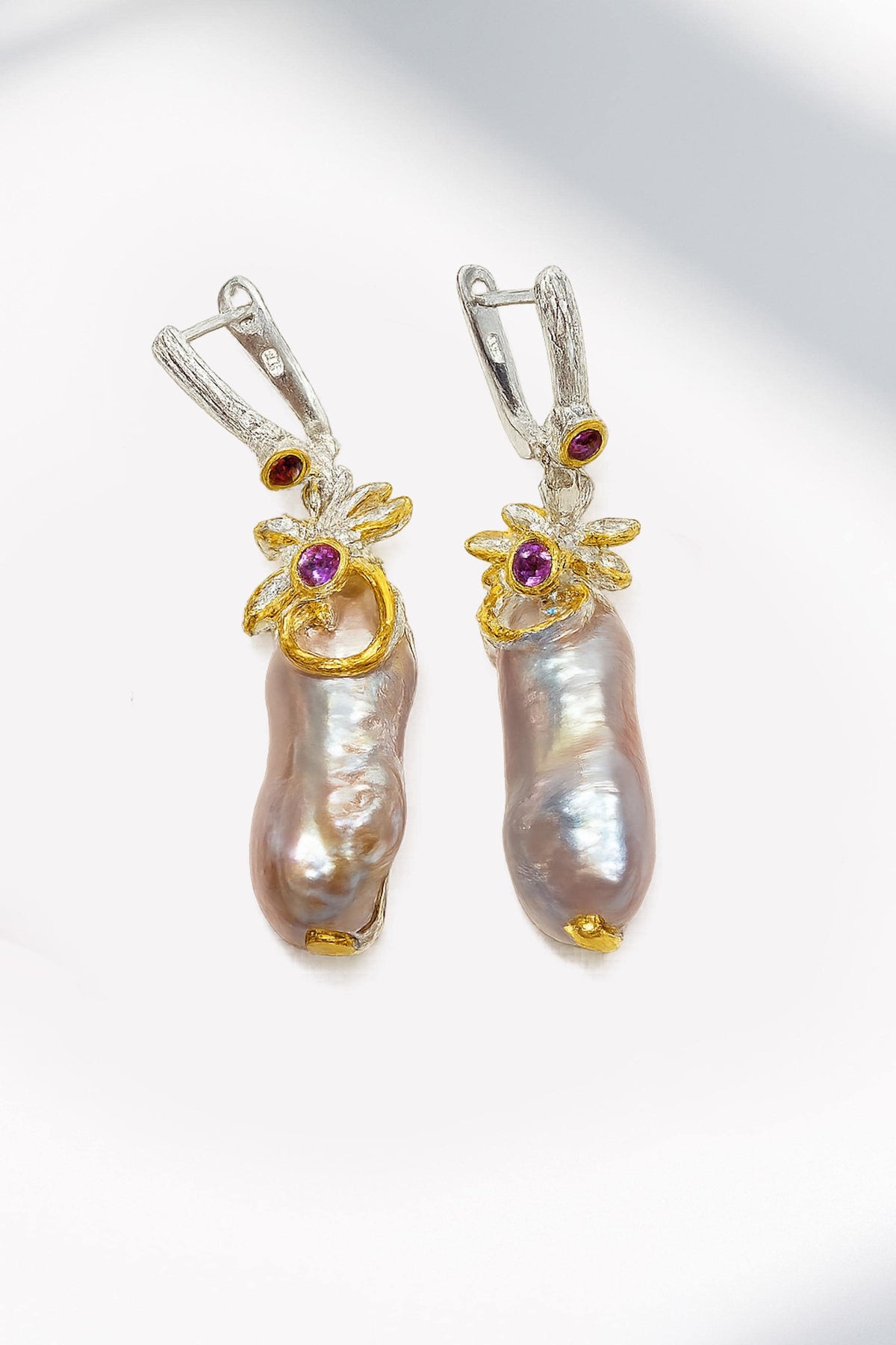 925 Sterling Silver Baroque Pearl Earrings, main product image