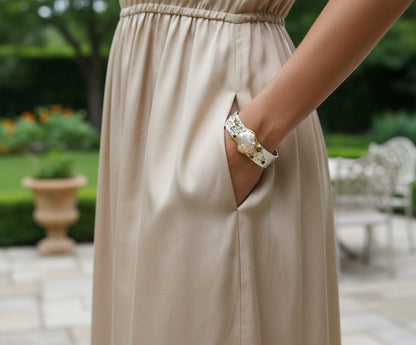 925 Sterling Silver Baroque Pearl Bracelet, worn on wrist