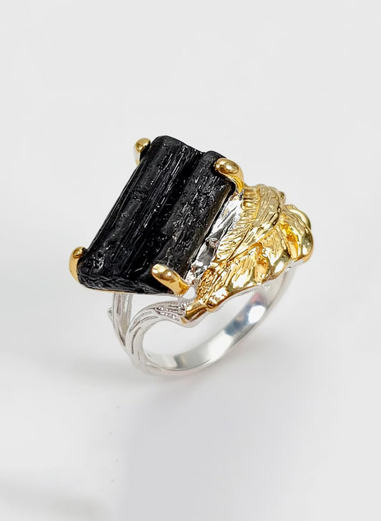 925 Sterling Silver Black Tourmaline Ring, main product image